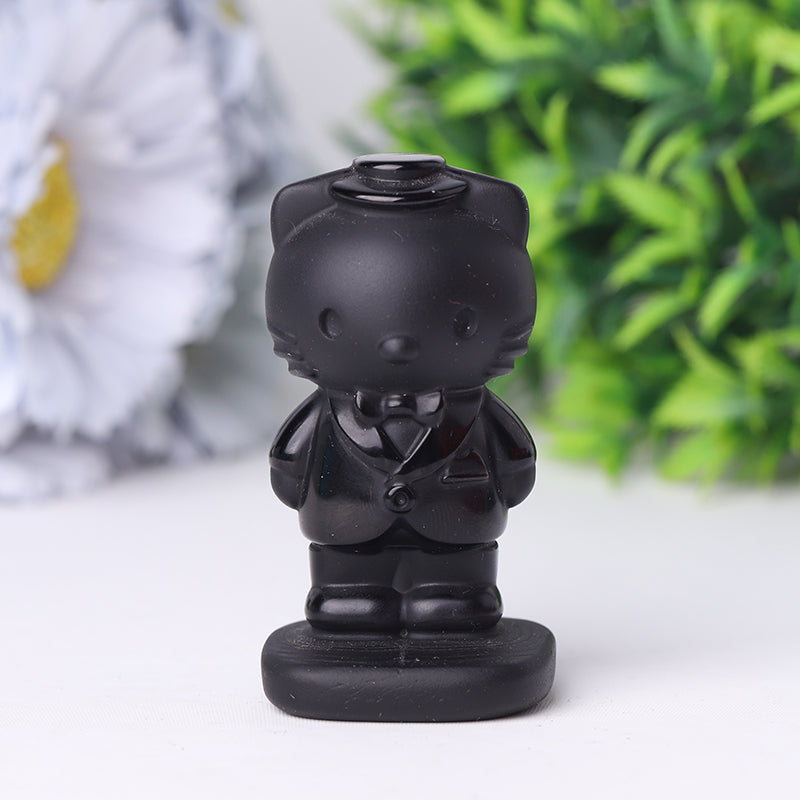 2-Inch Black Obsidian Crystal Bear Carving