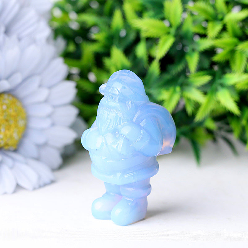 2-inch Blue Opalite Santa Claus Crystal Figurine Decor