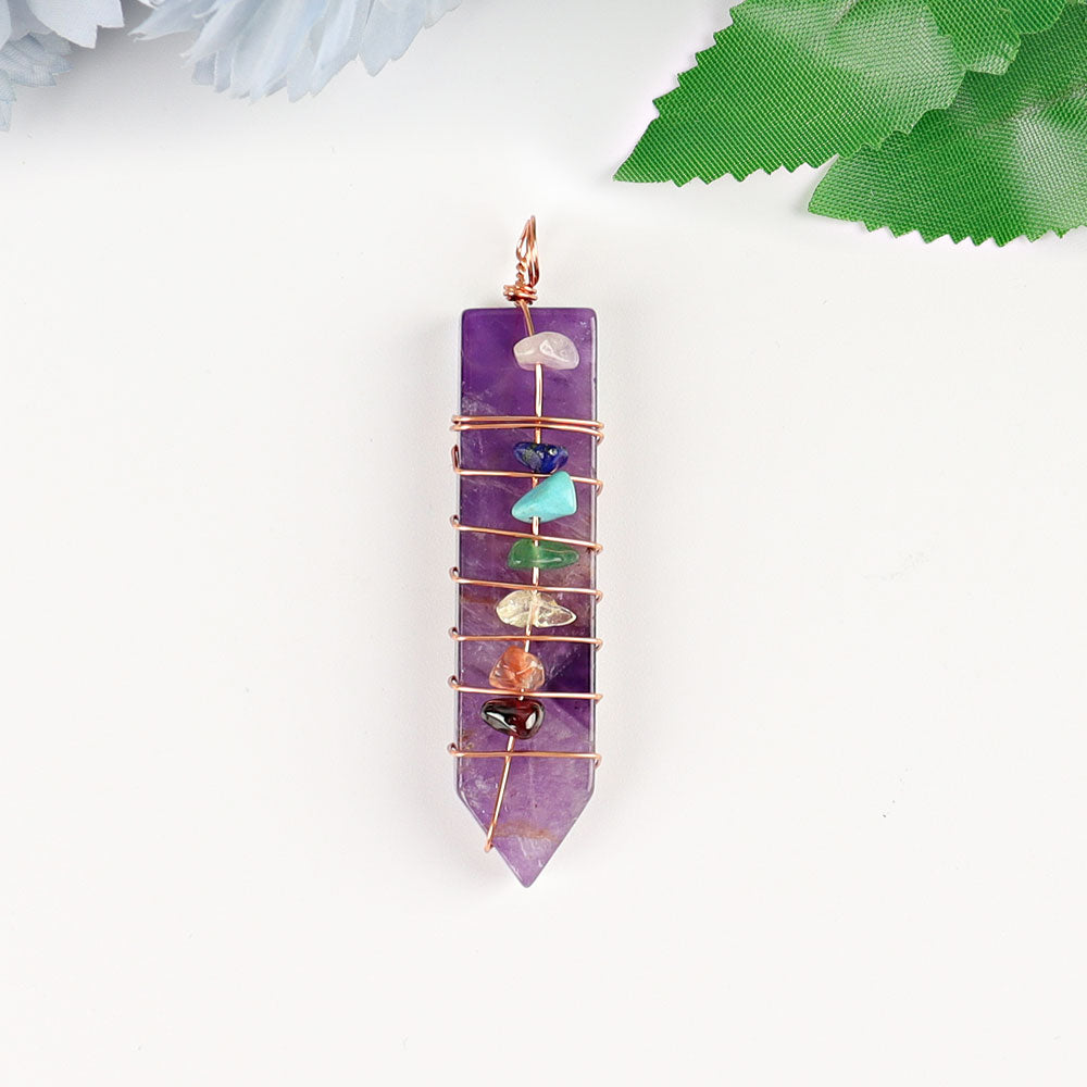 2 Inch Chakra Pendant Wire Wrapped Healing Necklace