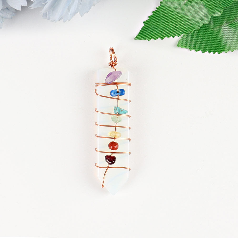 2 Inch Chakra Pendant Wire Wrapped Healing Necklace