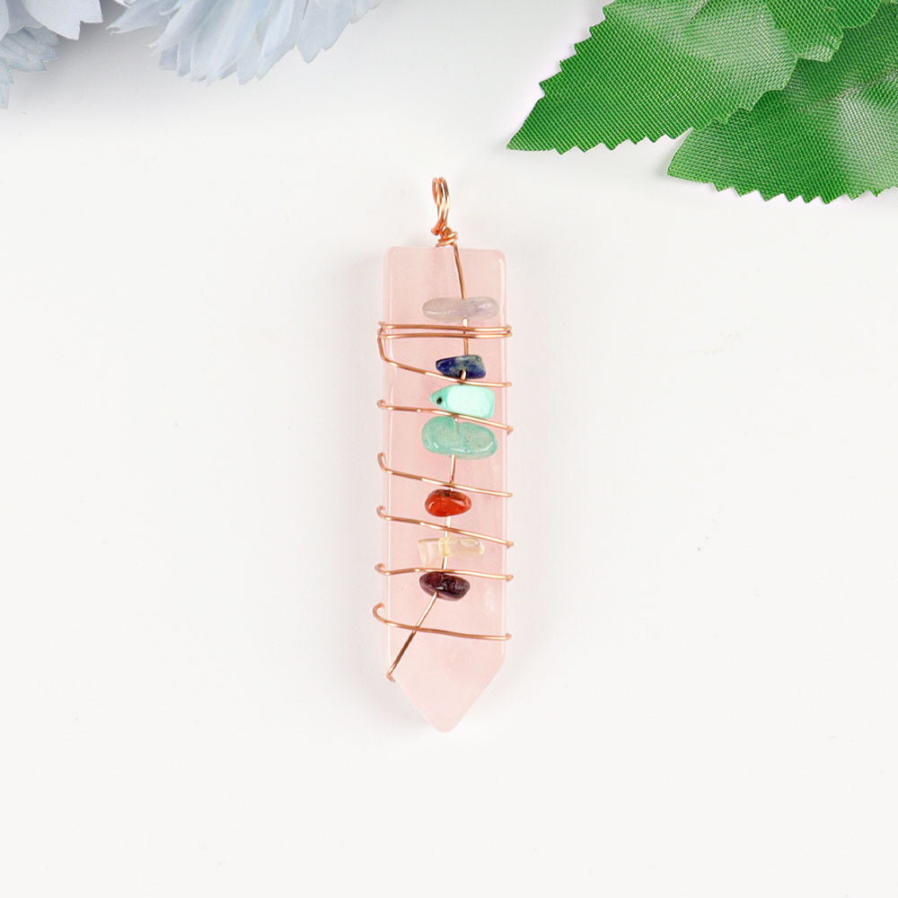 2 Inch Chakra Pendant Wire Wrapped Healing Necklace