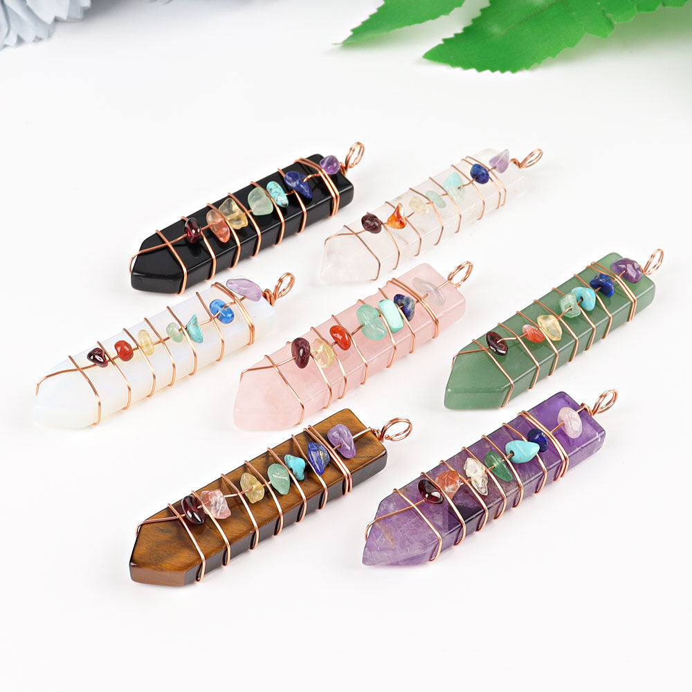 2 Inch Chakra Pendant Wire Wrapped Healing Necklace