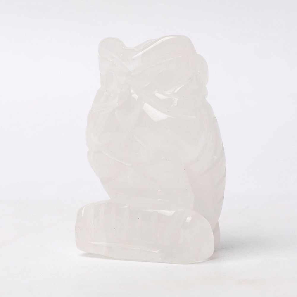 2 Inch Clear Quartz Owl Figurine - Wisdom Crystal Carving