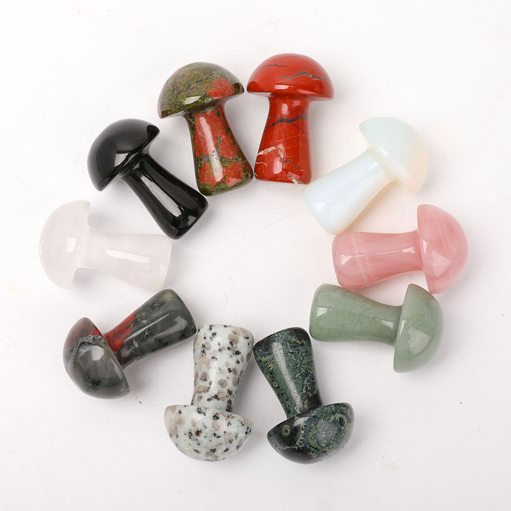2-Inch Crystal Mushroom Carvings for Healing and Decor