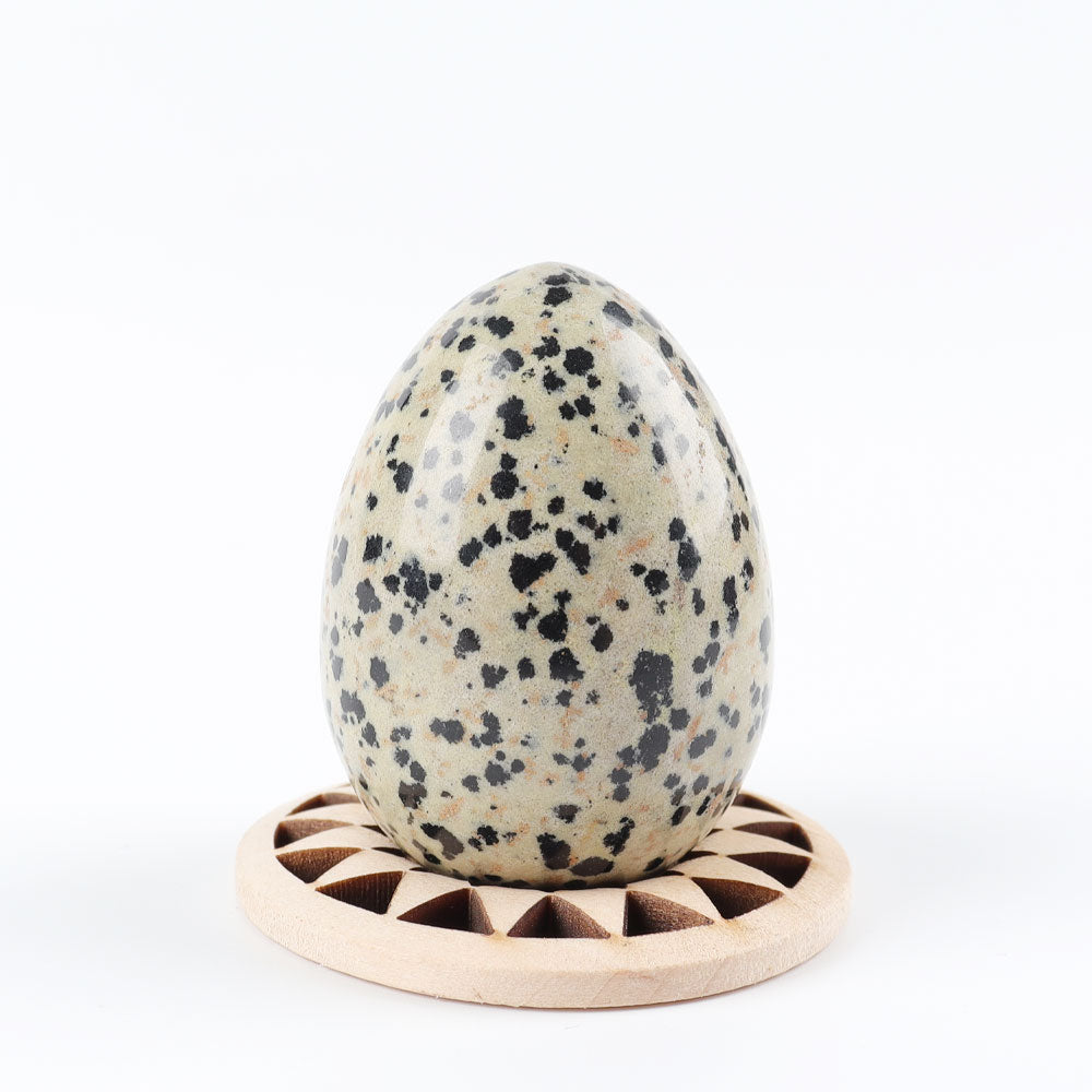 2-Inch Dalmatian Jasper Egg Crystal Palm Stone for Healing