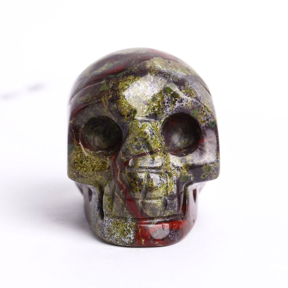 2-Inch Dragon Blood Stone Crystal Skull Carving for Healing