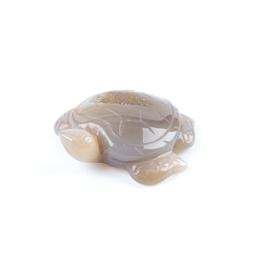 2-Inch Druzy Agate Crystal Turtle Carving Figurine