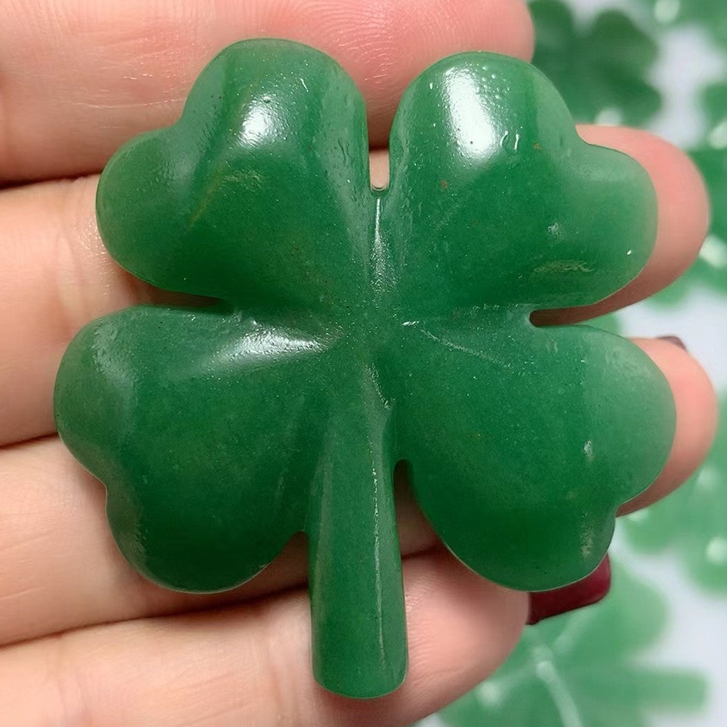 2-Inch Green Aventurine Four-Leaf Clover Crystal Carving