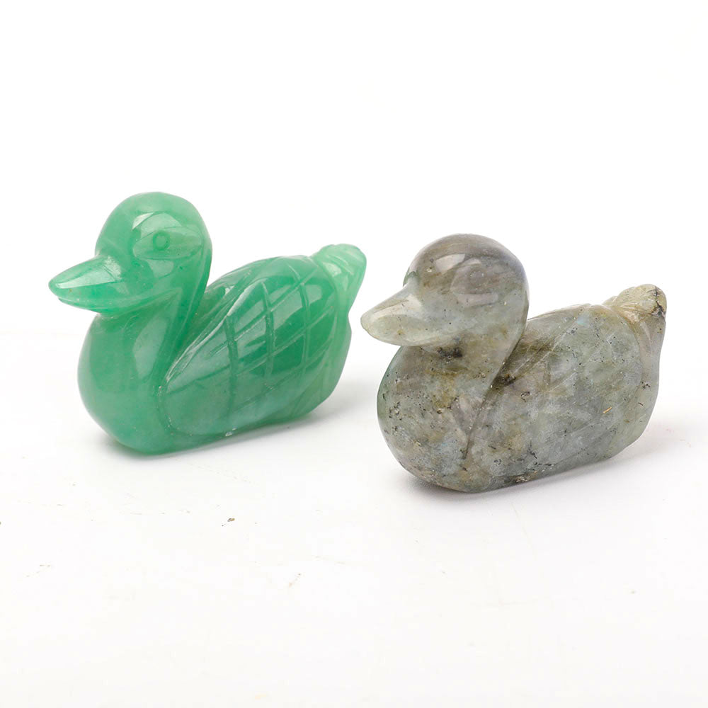 2-Inch Green Aventurine & Labradorite Duck Crystal Carvings