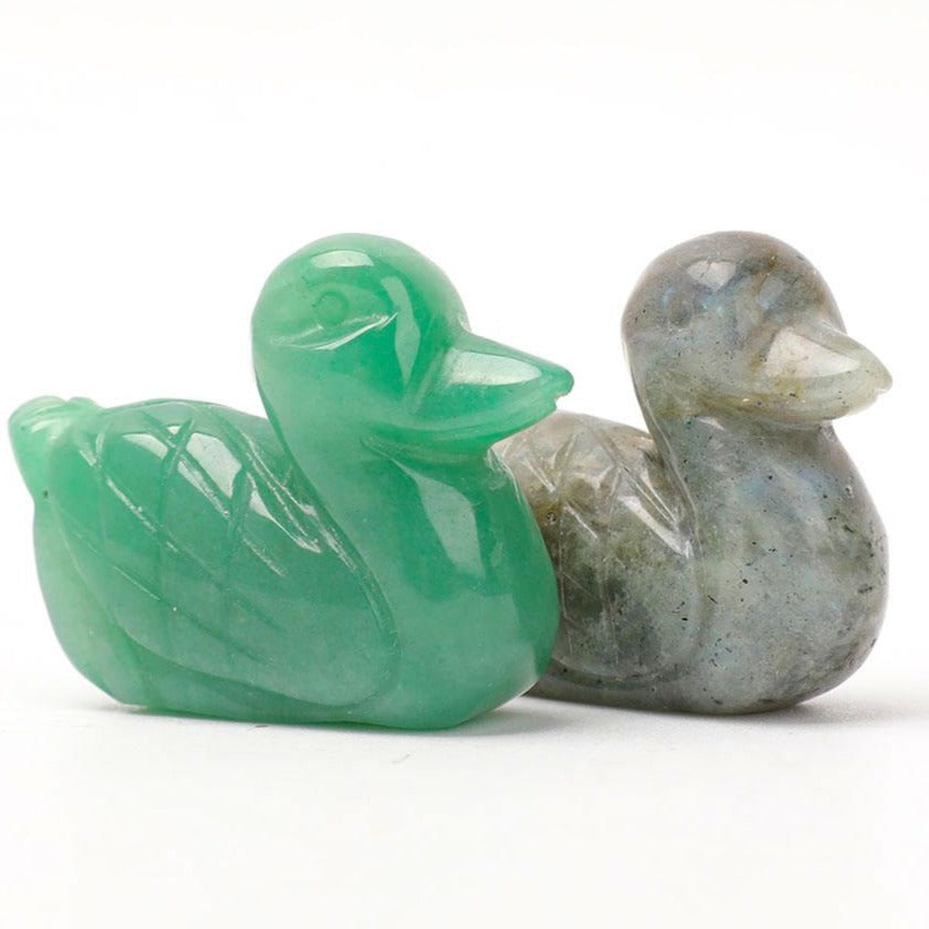 2-Inch Green Aventurine & Labradorite Duck Crystal Carvings