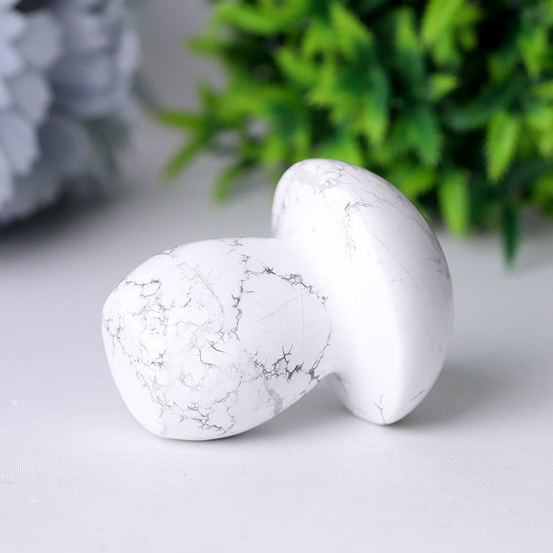 2 inch Howlite Crystal Mushroom Figurine