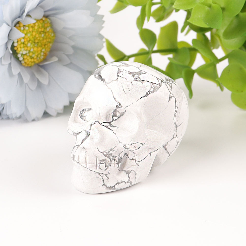 2 Inch Howlite Crystal Skull Figurine for Healing Energy