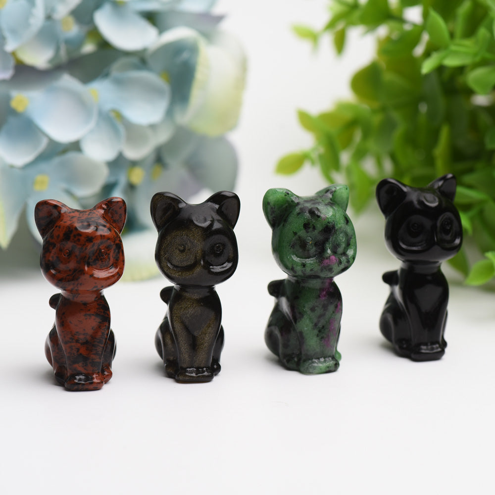 2-inch Mixed Crystal Cat Carving Figurine for Healing Energy