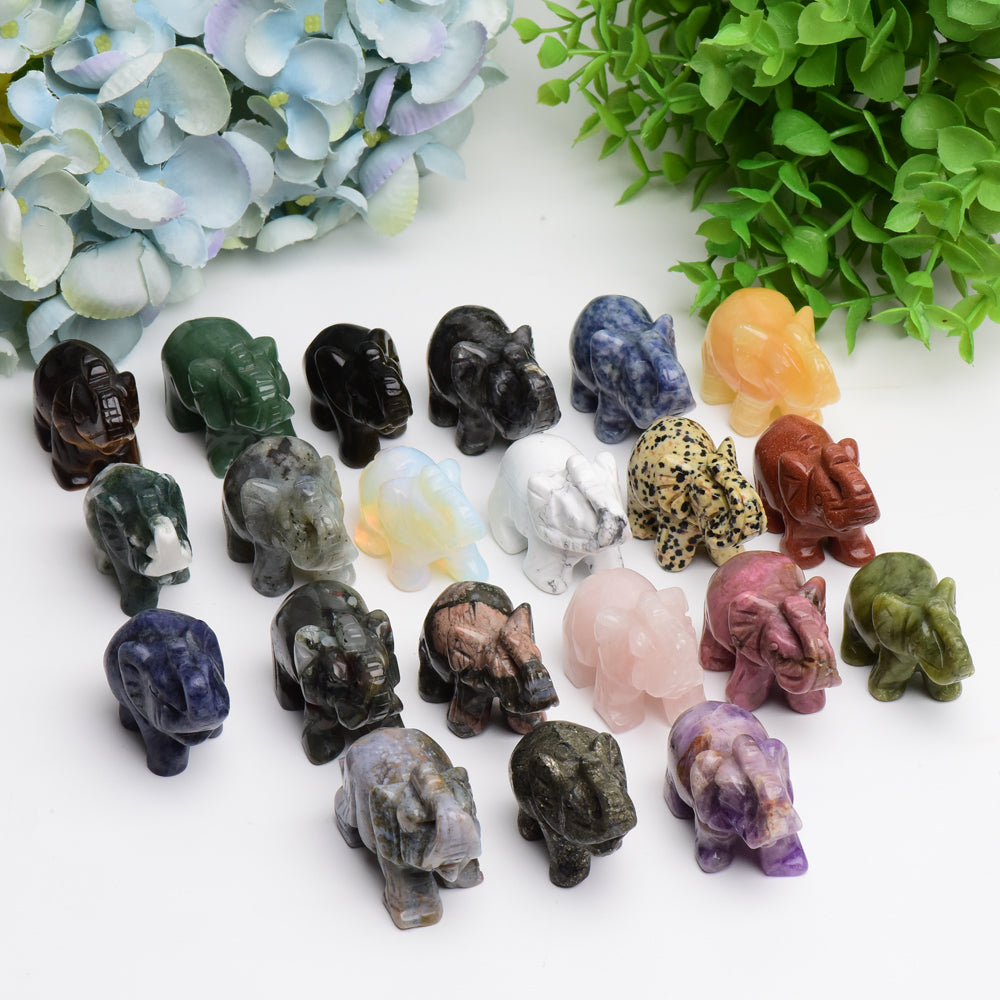 2 Inch Mixed Crystal Elephant Figurine for Healing & Luck