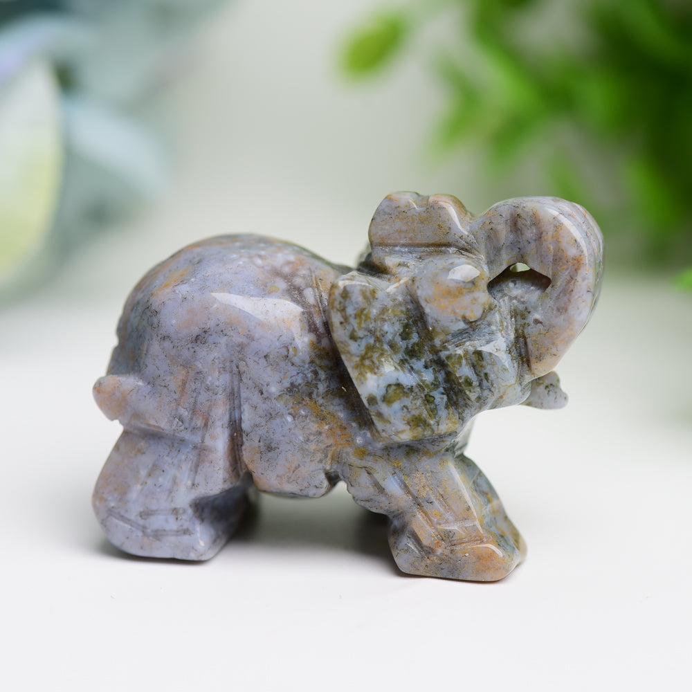 2 Inch Mixed Crystal Elephant Figurine for Healing & Luck