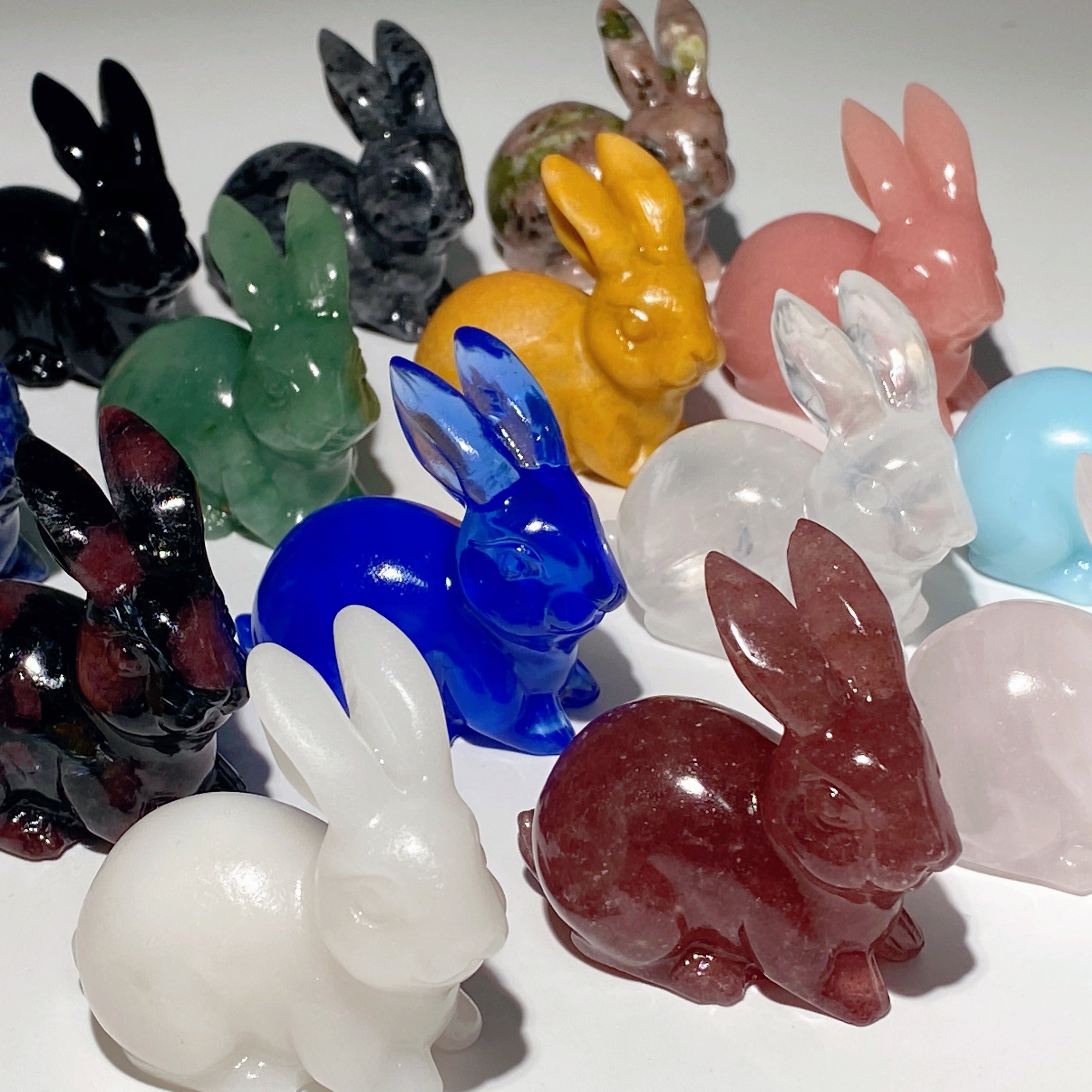 2-inch Mixed Crystal Rabbit Carvings for Healing, Abundance & Spiritual Energy