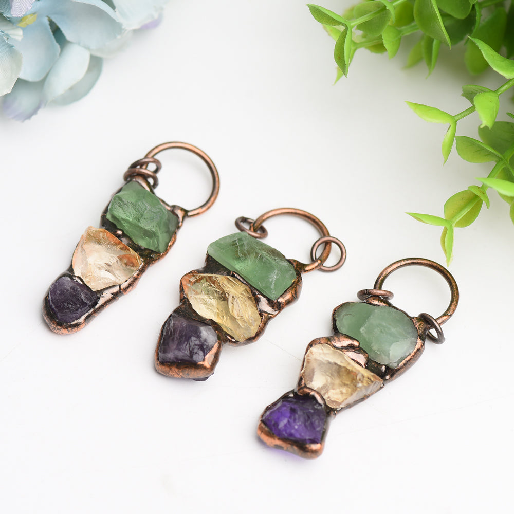 2 Inch Mixed Raw Crystal Pendant for Spiritual Jewelry