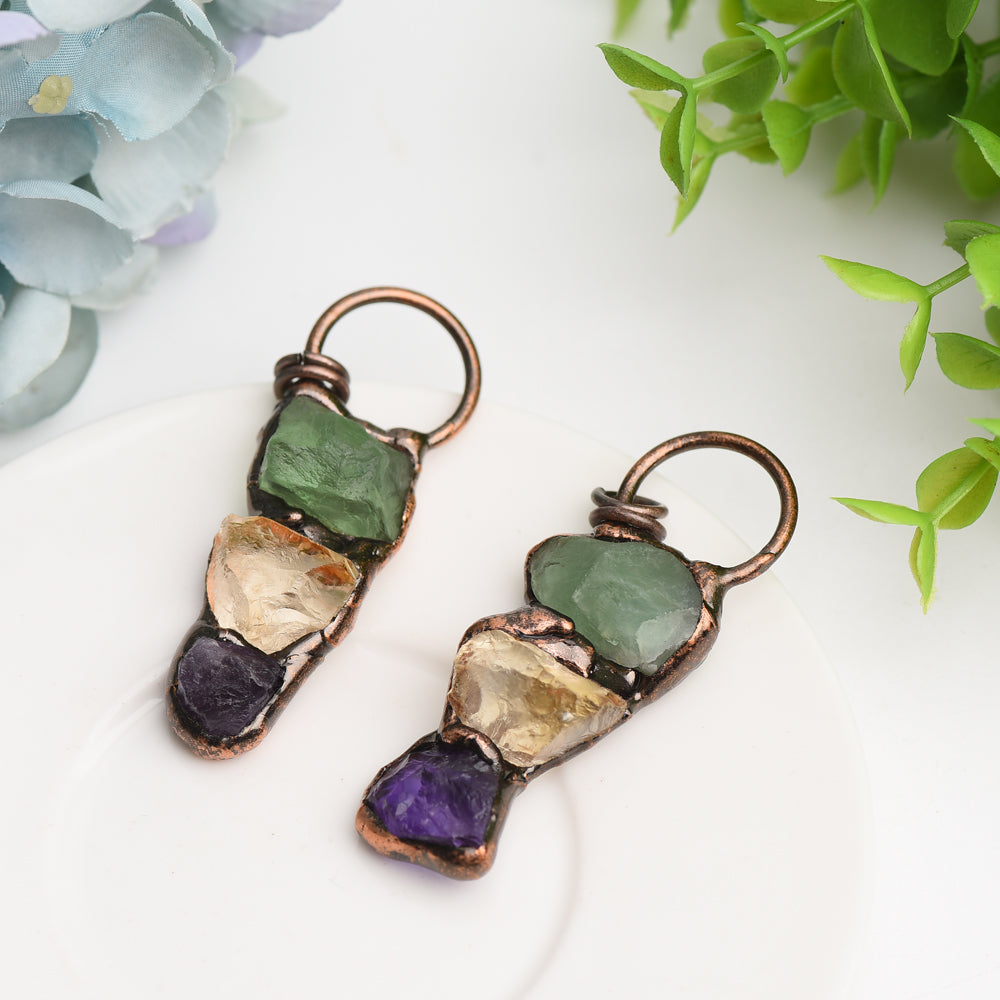 2 Inch Mixed Raw Crystal Pendant for Spiritual Jewelry