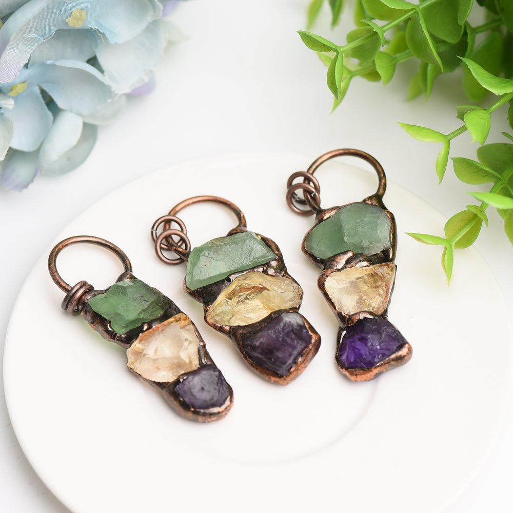 2 Inch Mixed Raw Crystal Pendant for Spiritual Jewelry