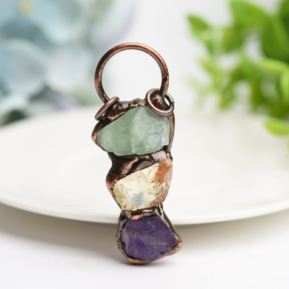 2 Inch Mixed Raw Crystal Pendant for Spiritual Jewelry