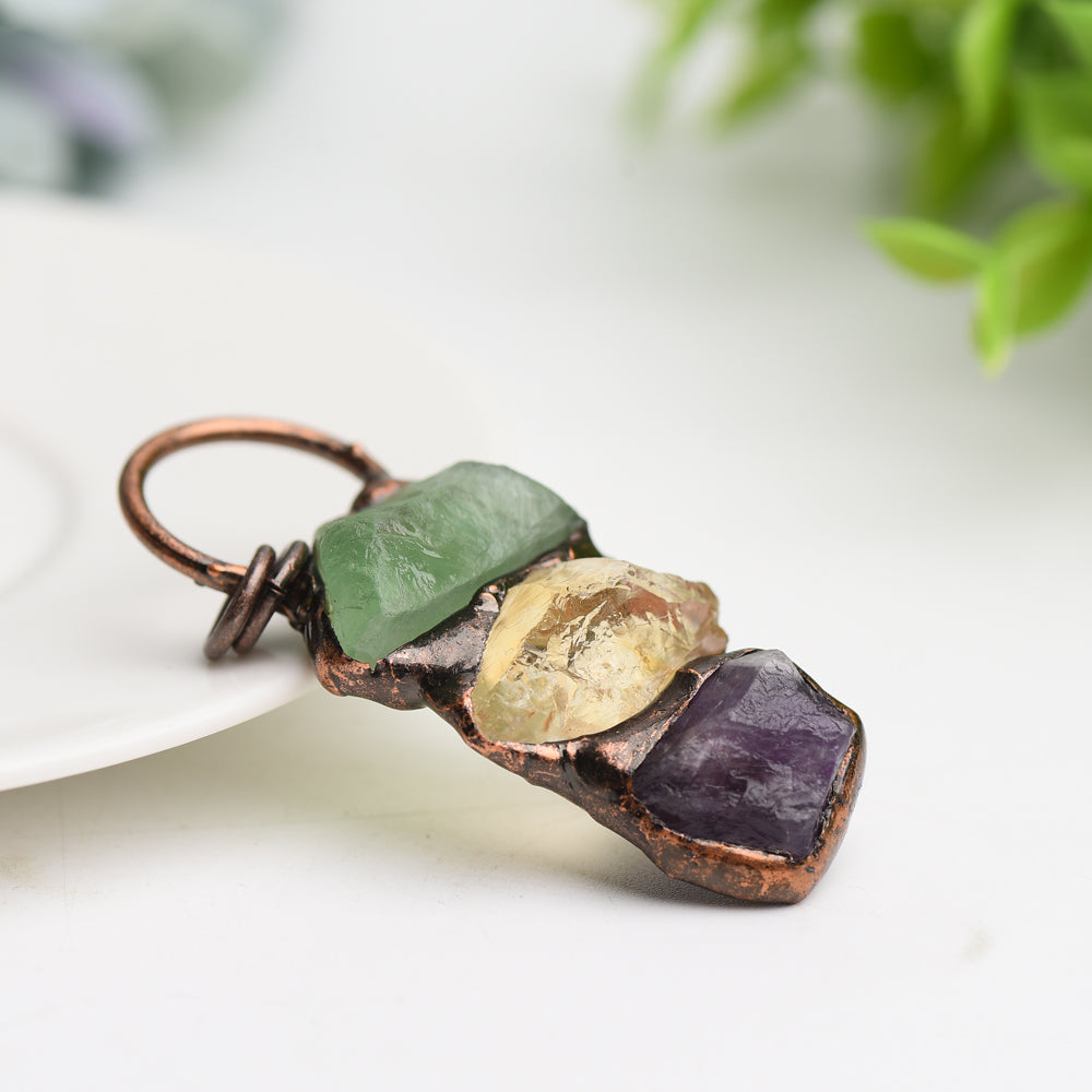 2 Inch Mixed Raw Crystal Pendant for Spiritual Jewelry