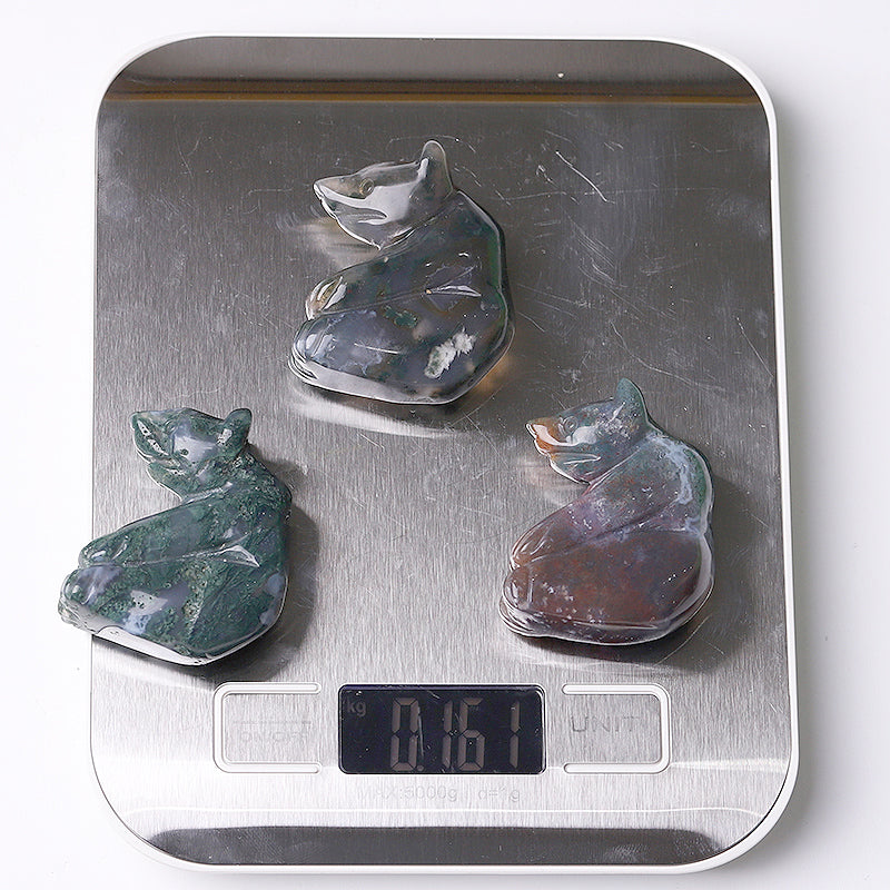 2 inch Moss Agate Crystal Bear Carving - Healing Totem
