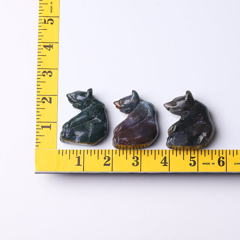 2 inch Moss Agate Crystal Bear Carving - Healing Totem