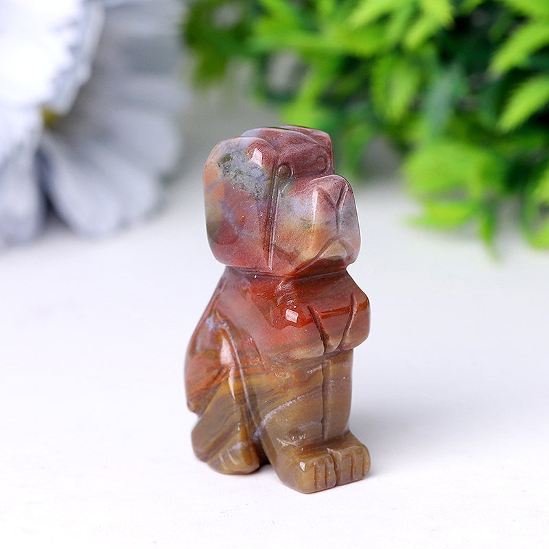 2 Inch Ocean Jasper Carved Dog Figurine for Travel Protection