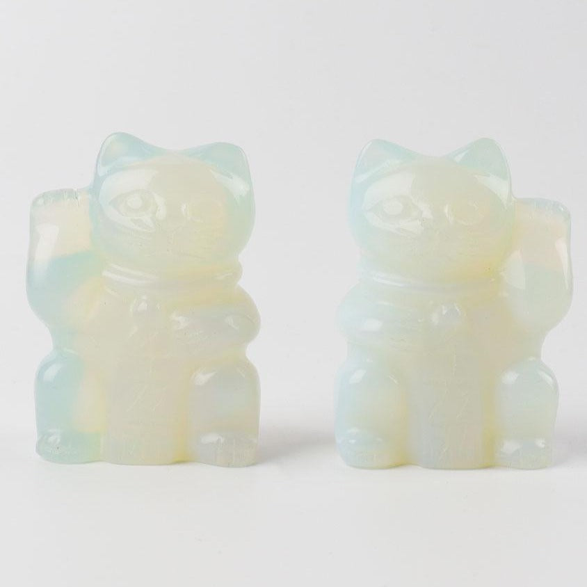 2 inch Opalite Crystal Carving Lucky Cat Figurine