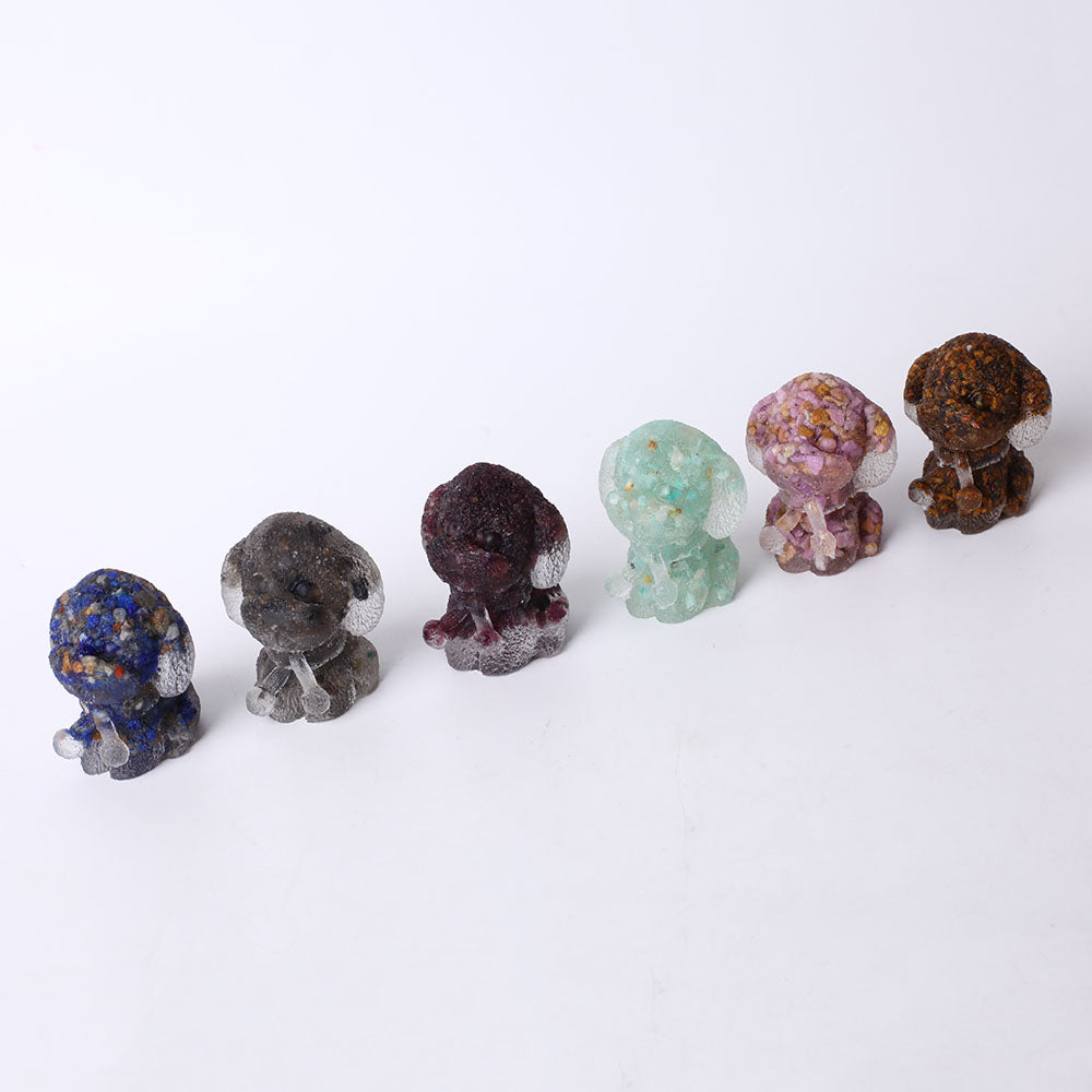 2 inch Resin Crystal Dog Figurine - Healing Gemstone Decor
