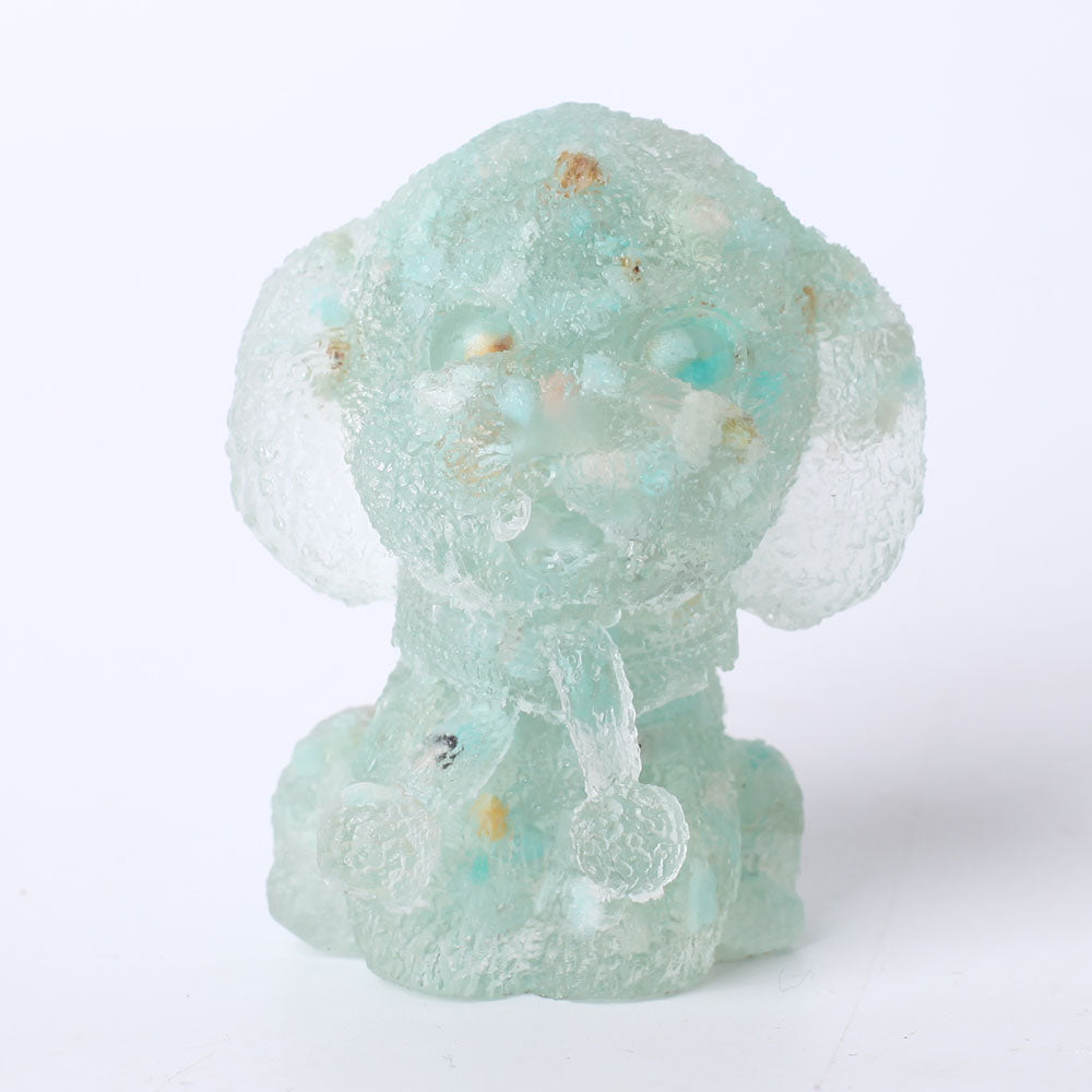 2 inch Resin Crystal Dog Figurine - Healing Gemstone Decor