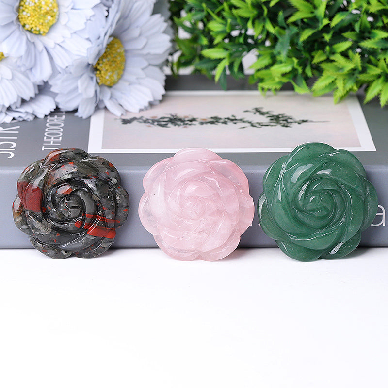 2-Inch Rose Flower Crystal Figurines for Spiritual Healing