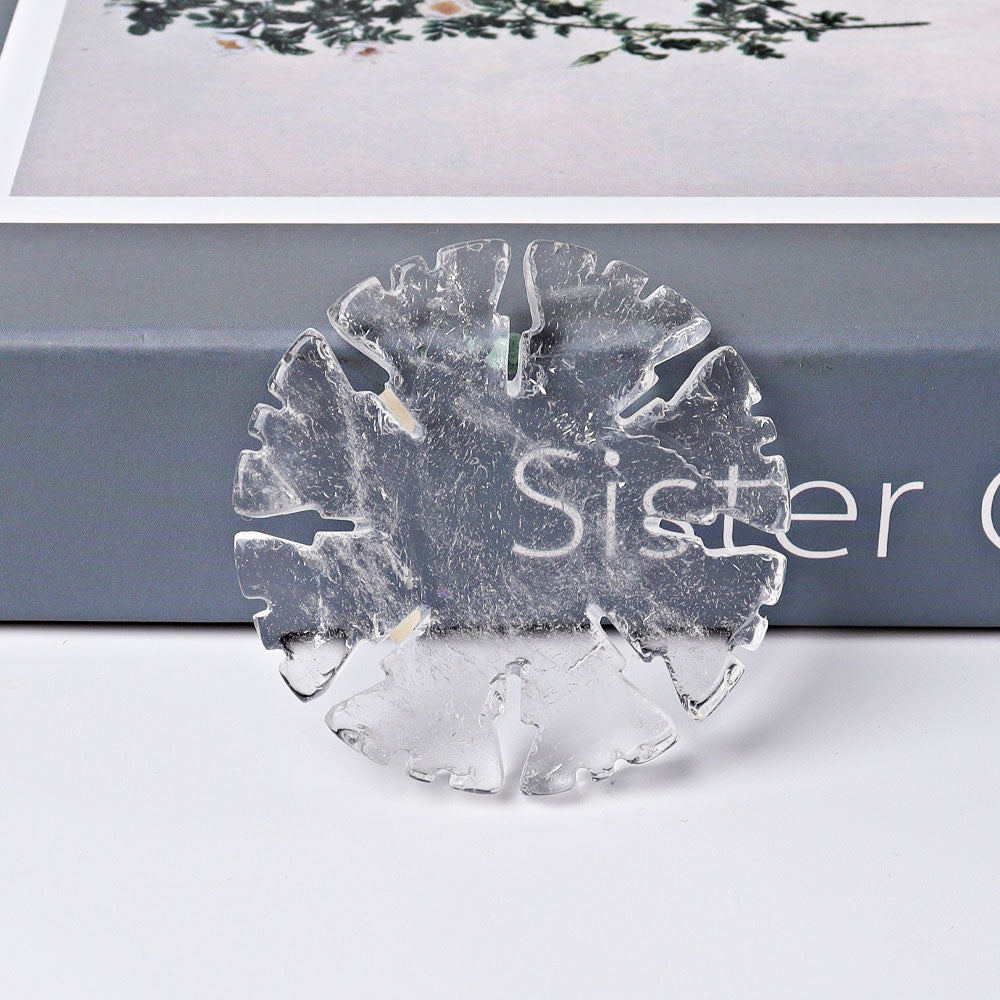 2 inch Rose Quartz & Clear Quartz Snowflake Crystal Shapes