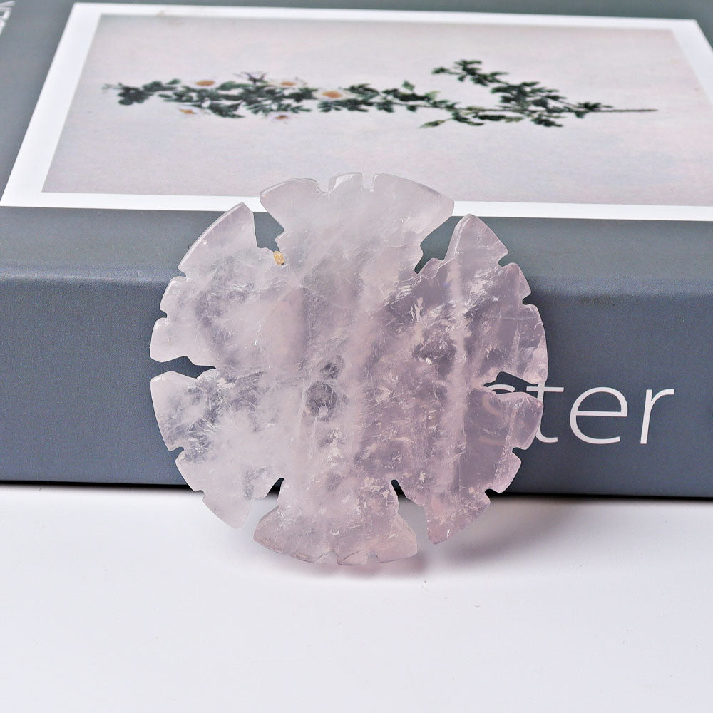 2 inch Rose Quartz & Clear Quartz Snowflake Crystal Shapes