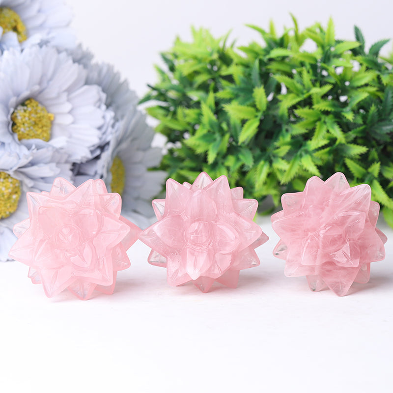 2-inch Rose Quartz Succulent Crystal Figurine Carving