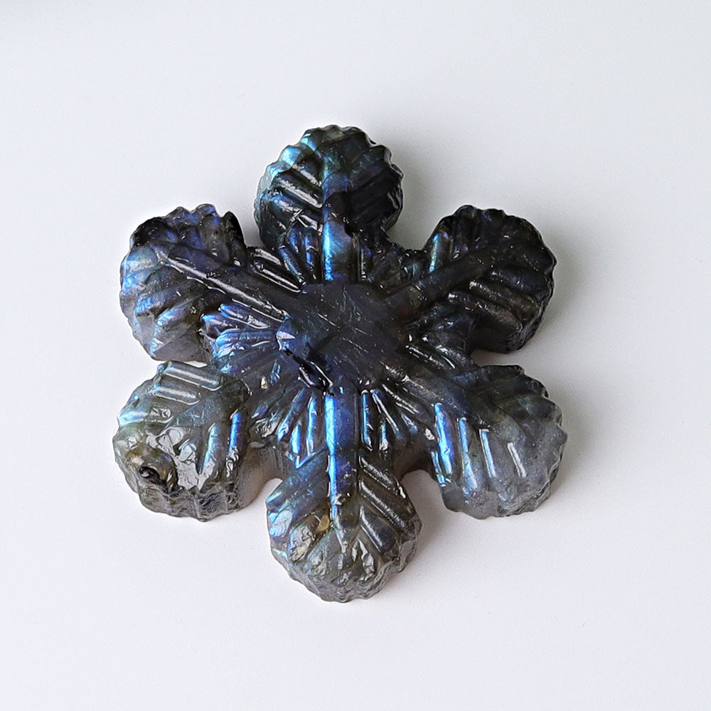 2 Inch Snowflake Crystal Figurines Hand-Carved Gemstone Art