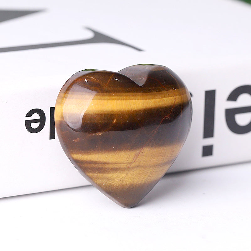 2 Inch Tiger Eye Heart Crystal Carving for Healing