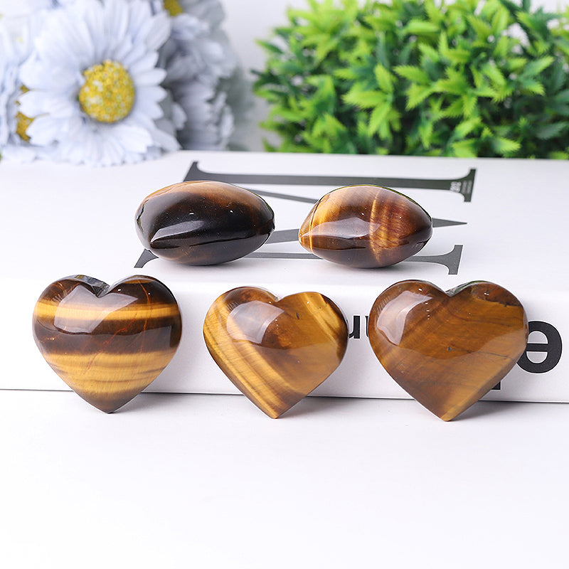 2 Inch Tiger Eye Heart Crystal Carving for Healing
