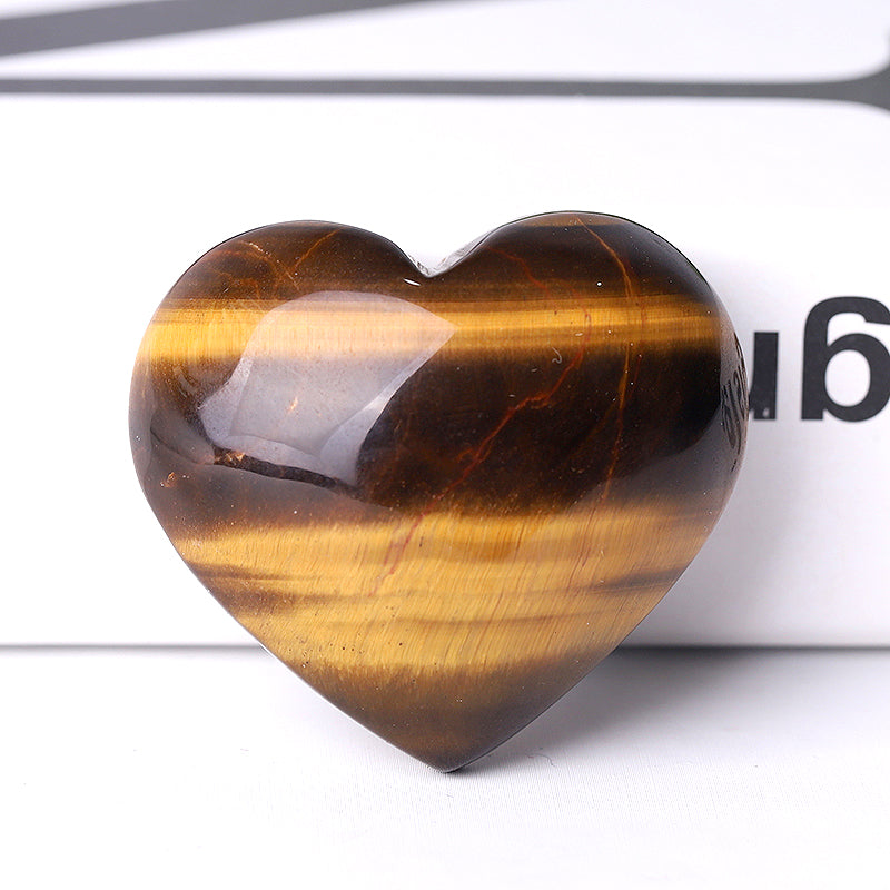 2 Inch Tiger Eye Heart Crystal Carving for Healing