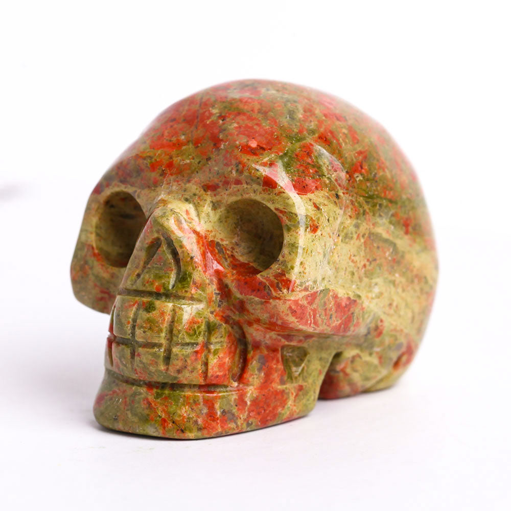 2 Inch Unakite Crystal Skull Carving for Spiritual Healing