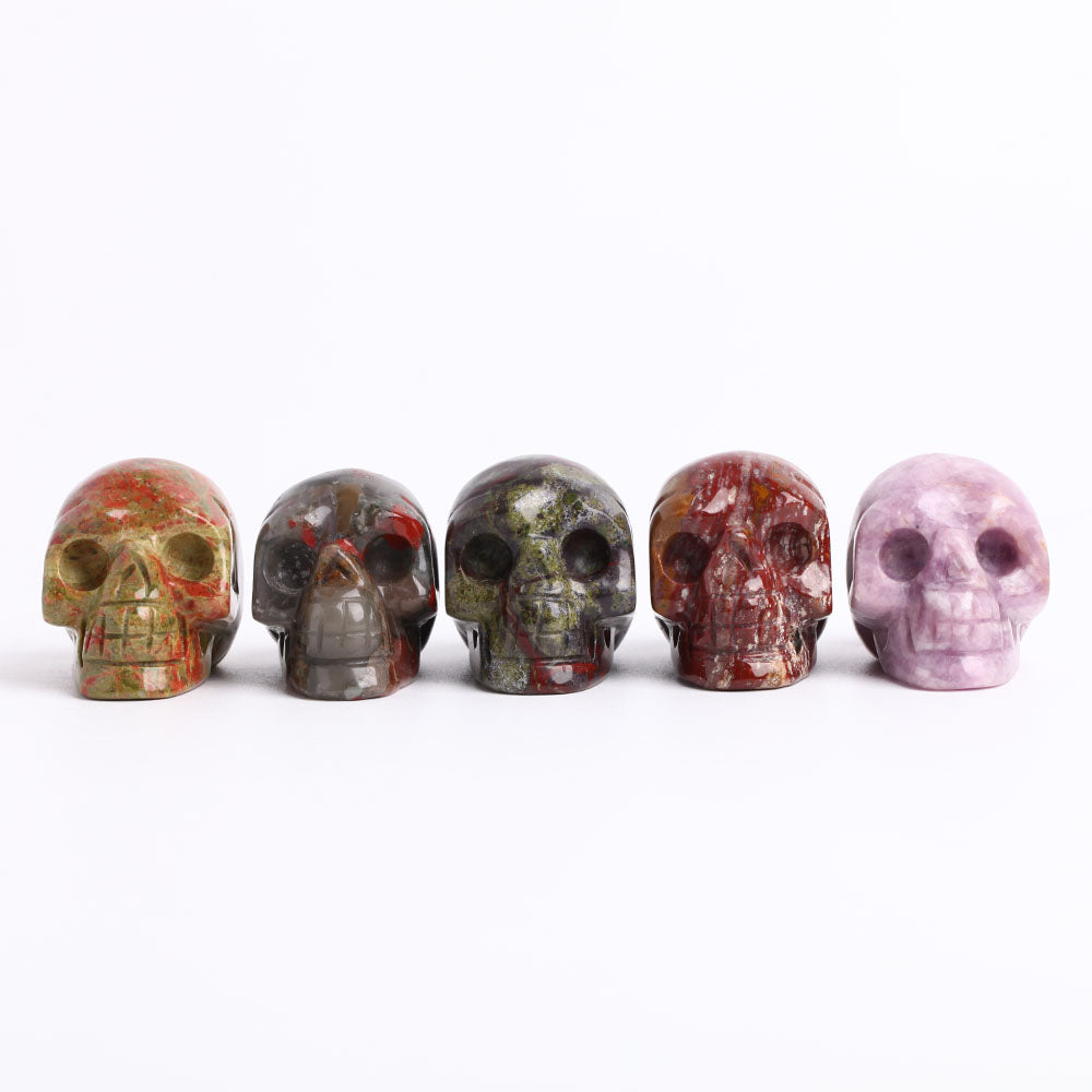 2 Inch Unakite Crystal Skull Carving for Spiritual Healing