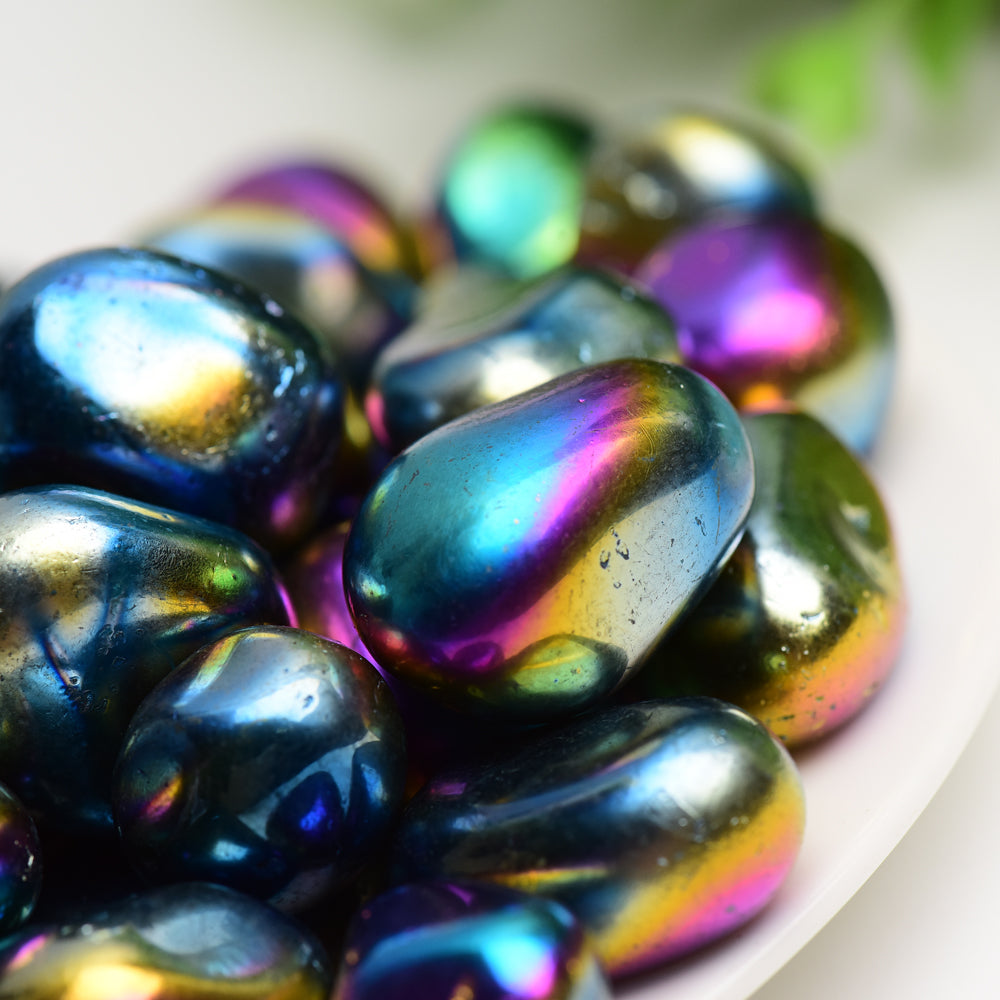 20-30mm Aura Dark Rainbow Crystal Tumbled Stones for Healing