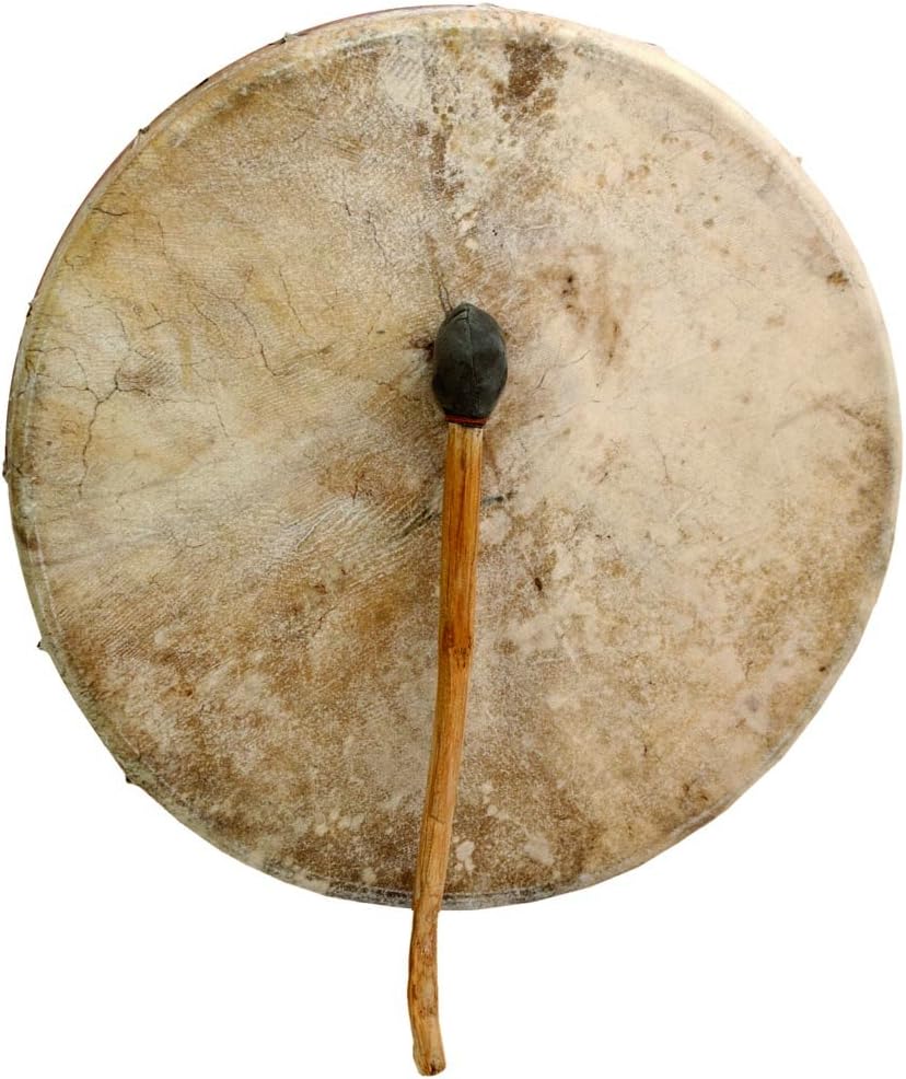 Traditional Native American drum with beater, 20 Inch Handmade Shamanic Cow Skin Frame Drum