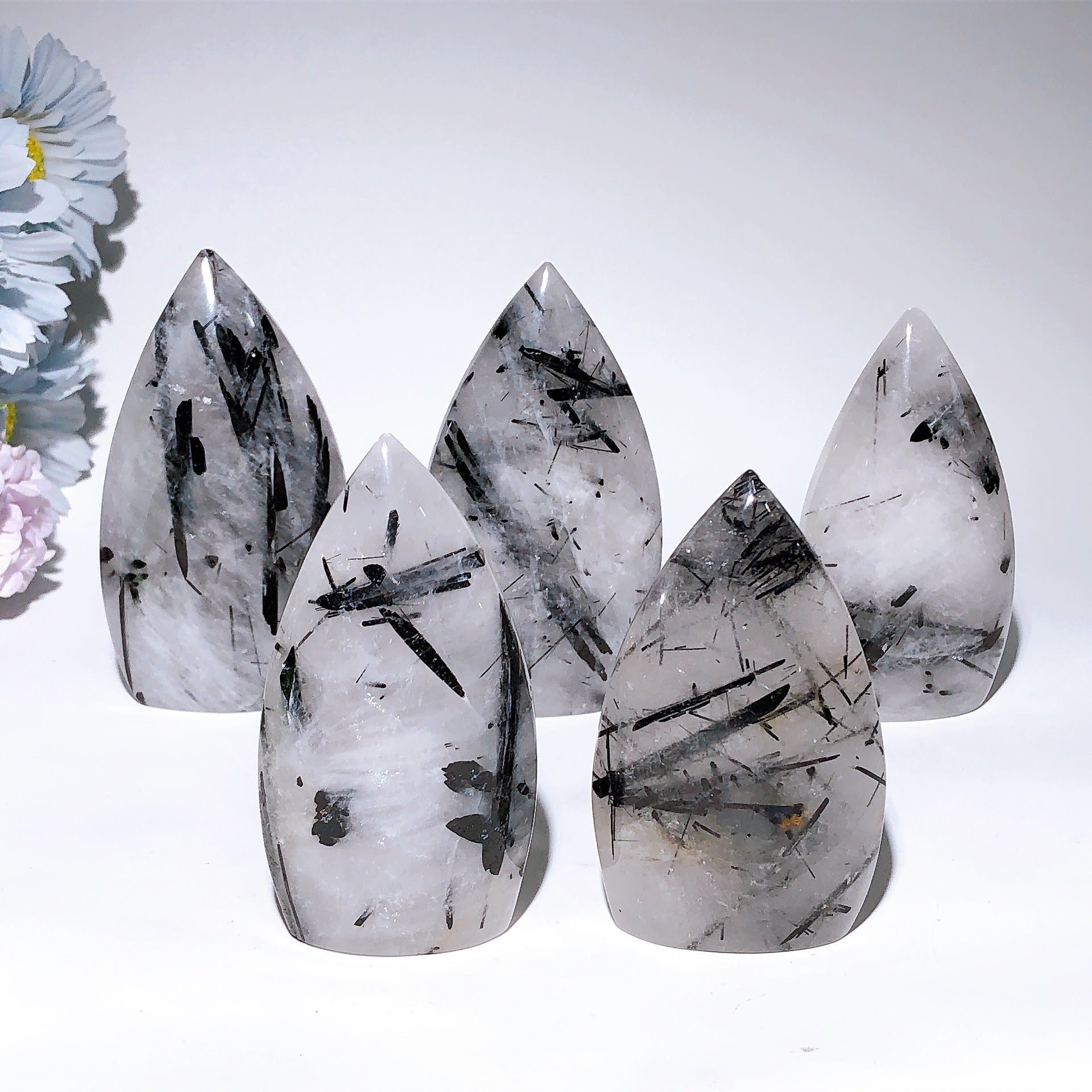 3.2-4.2in Black Tourmaline in Quartz Healing Crystal Specimen