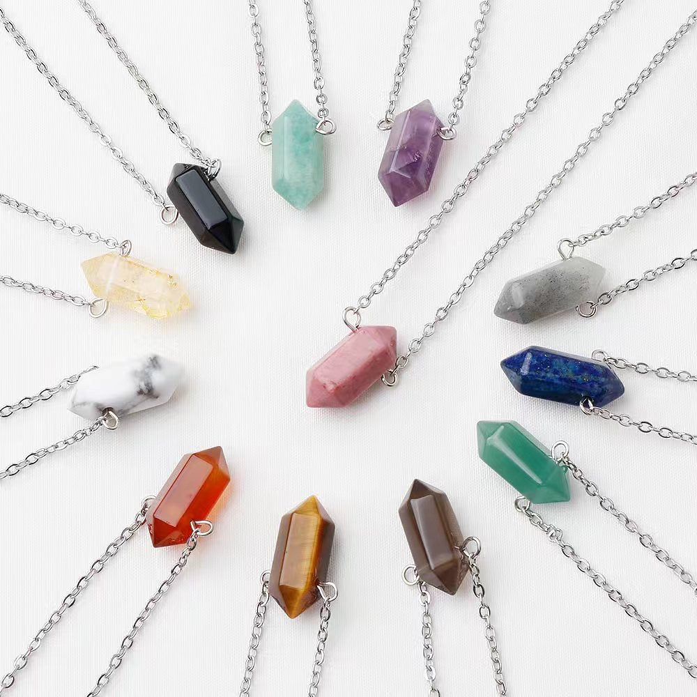 Mixed Crystal Double Terminated Point Necklace 2cm Healing