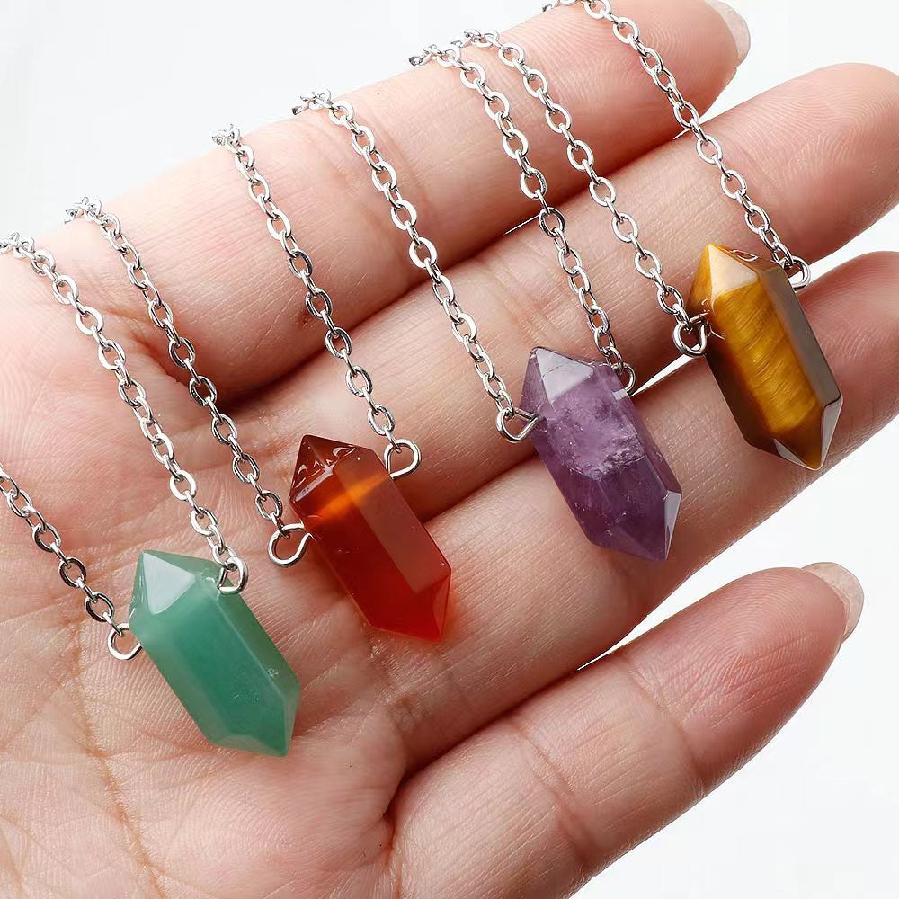 Mixed Crystal Double Terminated Point Necklace 2cm Healing