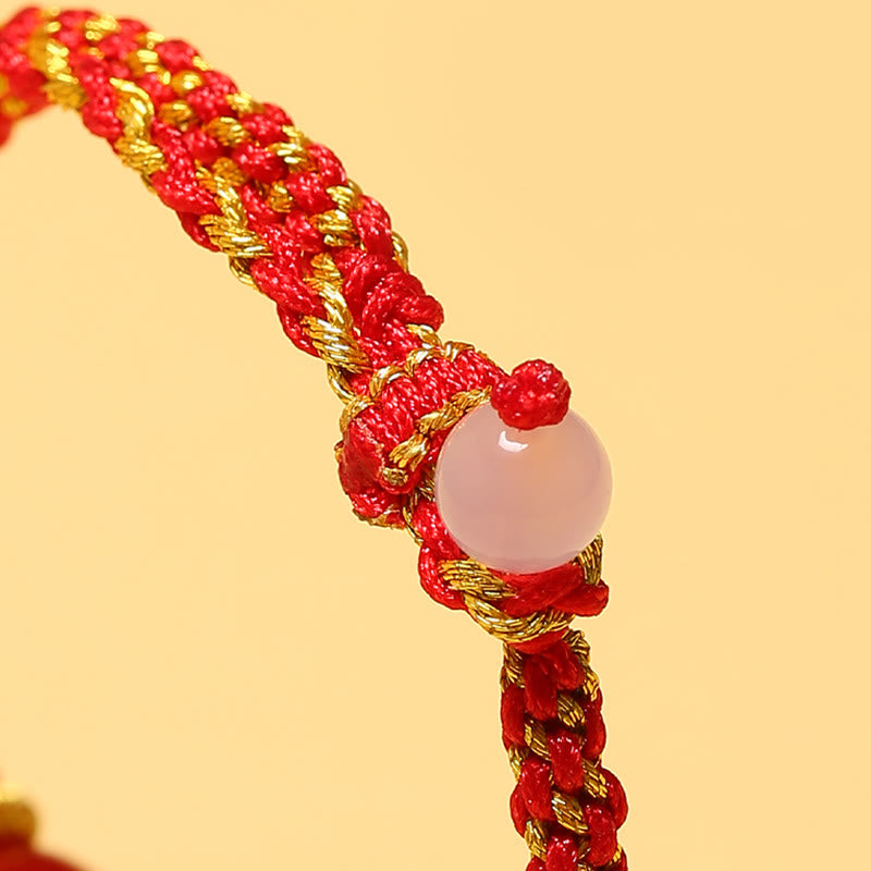 Handmade Red Agate Amethyst Calm Braided Bracelet