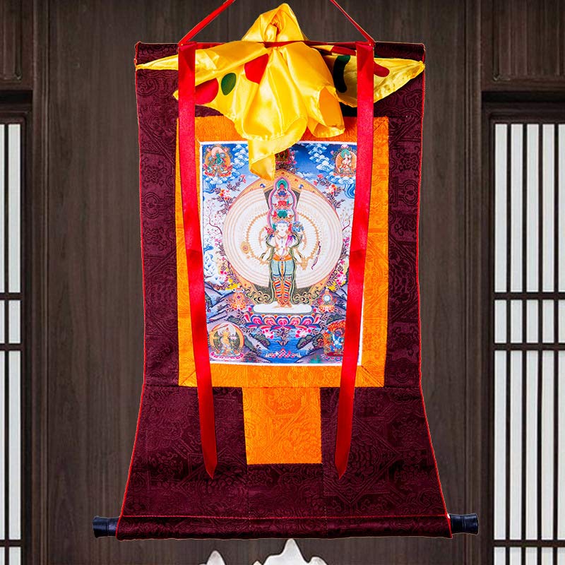 Tibetan Avalokitesvara Thangka Wall Decor 60cm Blessing