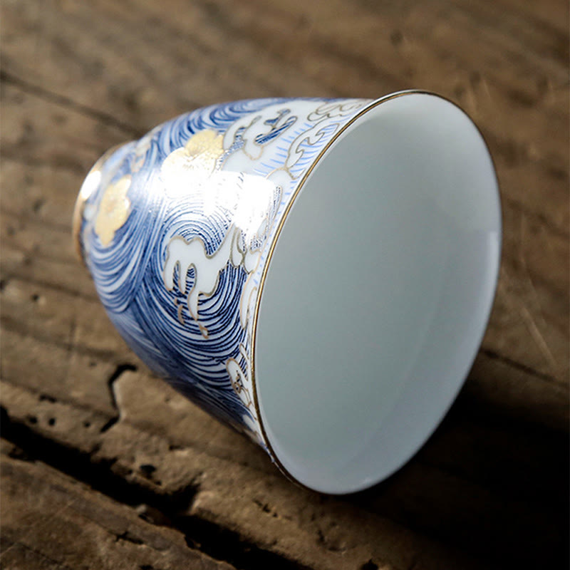 Vintage Ceramic Ocean Waves Teacup 60ml | Tableware