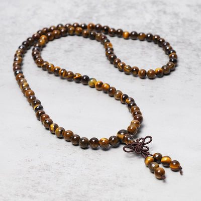 108 Bead Tiger Eye Mala Bracelet for Grounding & Balance